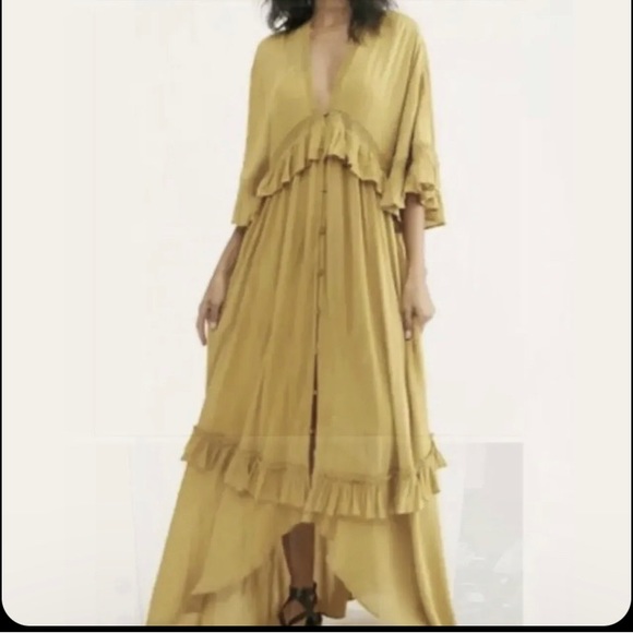 Free People Paradiso maxi dress endless summer boho Mossy Gold - Picture 1 of 5